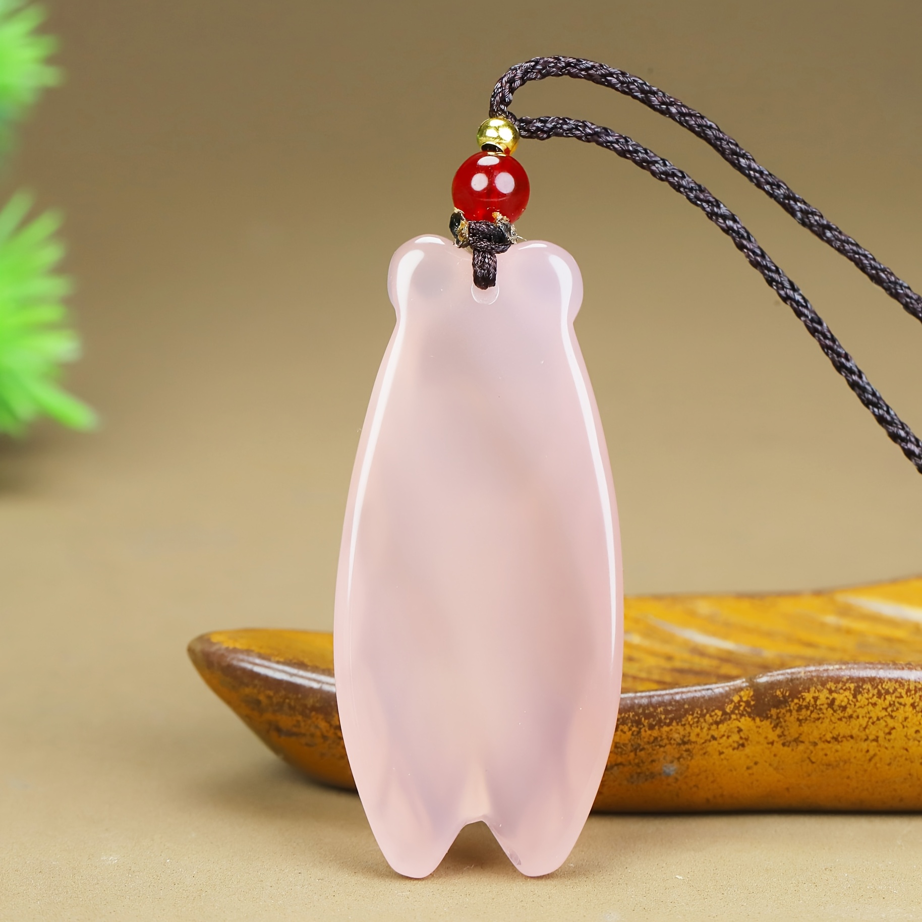 Natural Stone Cicada Pendant, Stylish Accessory